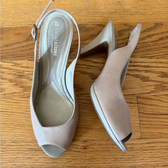 Naturalizer Shoes - Naturalizer Nude Slingback Peep-Toe Heels 8.5M
